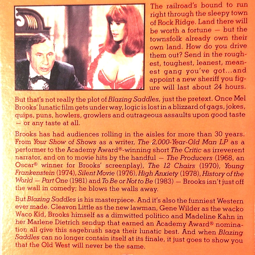 Blazing Saddles VHS 1974 Mel Brooks Cleavon Little Gene Wilder Classic Comedy