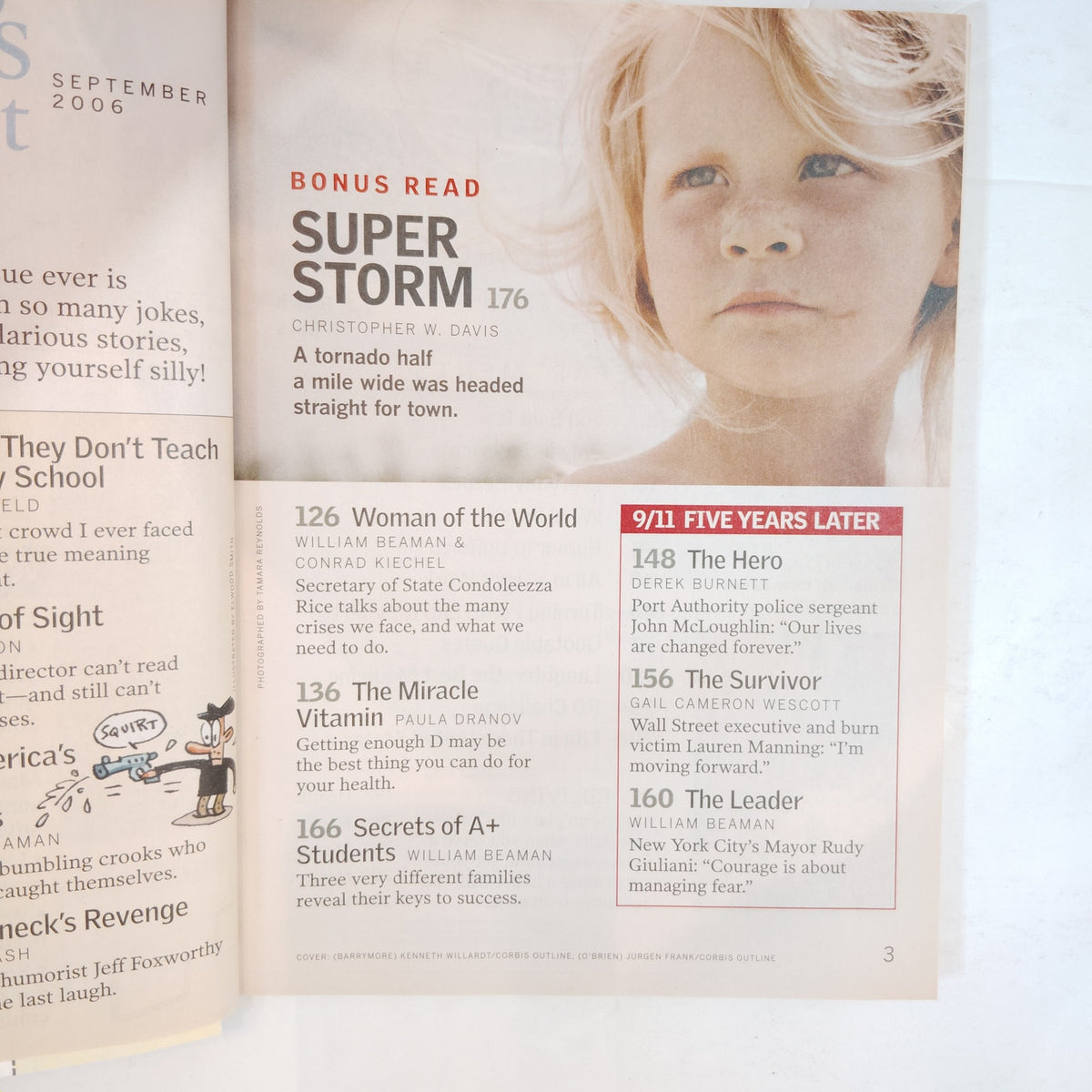 Reader's Digest September 2006 Drew Barrymore 9/11 Back Issue Magazine