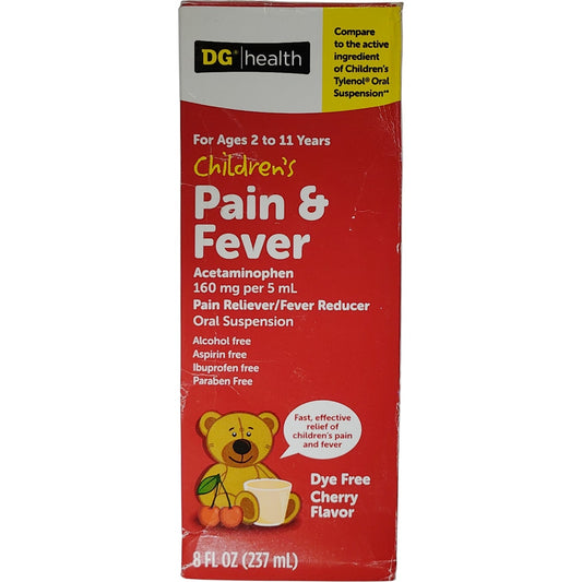 DG Health Children’s Pain Relief – Cherry Liquid – 8 fl oz – Exp. 06/2026