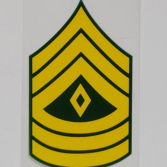 E‑8 First Sergeant Decal – 2" x 3.375" Adhesive Back – Outside Window – DE81‑A