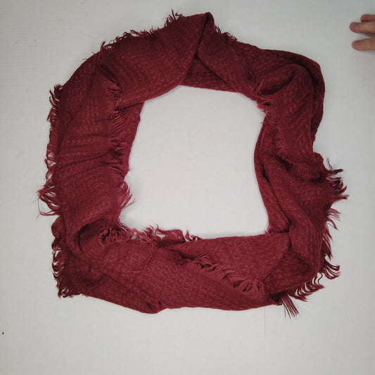Lucky Leaf Loop Infinity Scarf w/ Tassles, 100% Viscose, Solid Burgundy