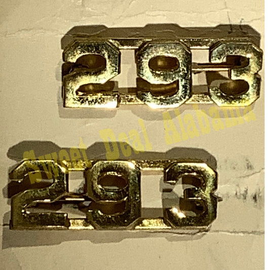 Early/Mid 1900s Brass C-Clasp "293" Collar Devices 3/8"H Hat / Lapel Pins Set