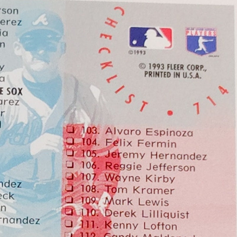 Checklist 1-130, #714, 1994 Fleer Major League Baseball Checklist Card