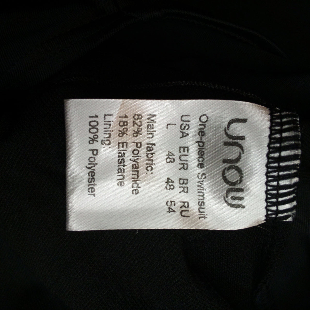 UNOW Women's Black Racerback One-Piece Swimsuit L - Training & Athletic NWT