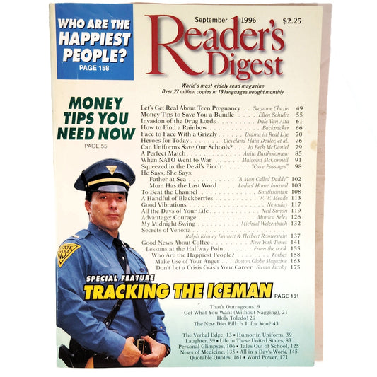 Reader's Digest September 1996 Tracking the Iceman Vol 149 No 893 Magazine
