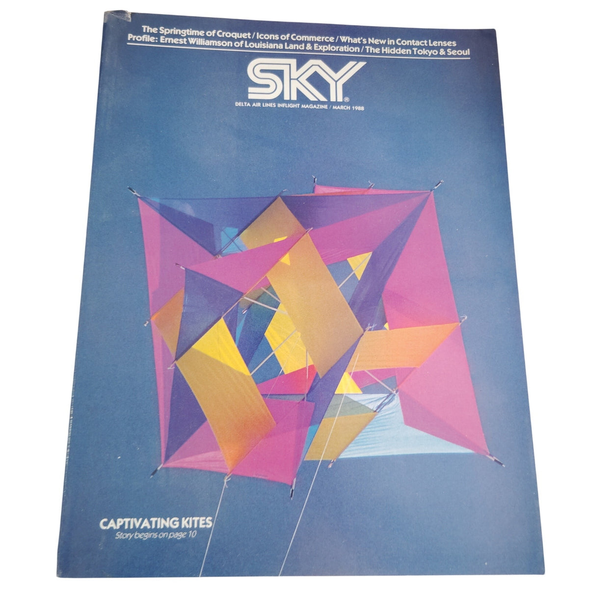 Delta Sky In-Flight Magazine March 1988 - Kite Flying, NASCAR Dale Earnhardt