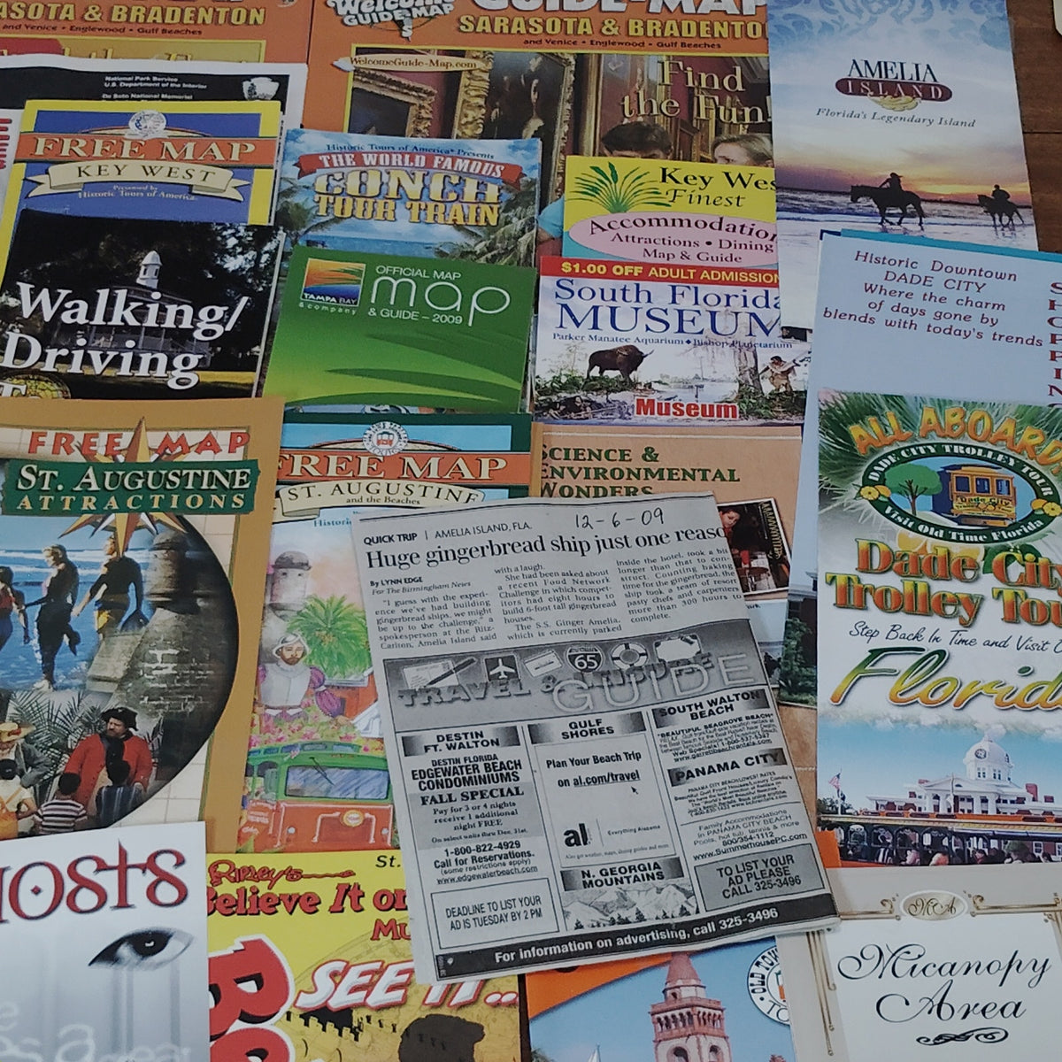 Vintage Florida Travel Ephemera Lot (2009) – Maps, Guides, Brochures