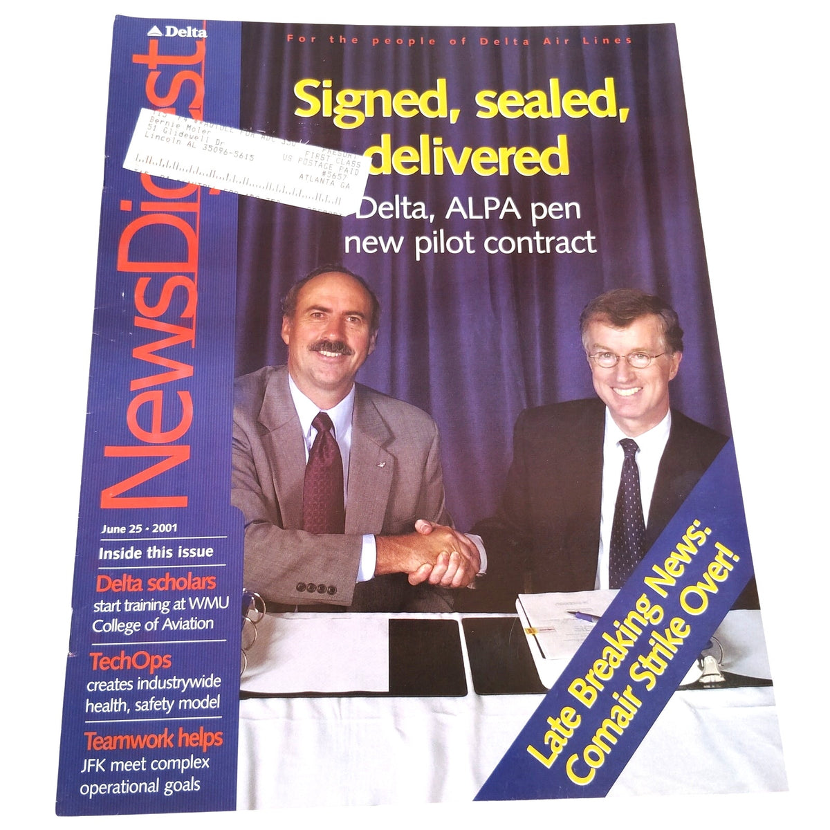 Delta News Digest - June 2001 ALPA Pilot Airline Magazine - "Signed, Sealed"