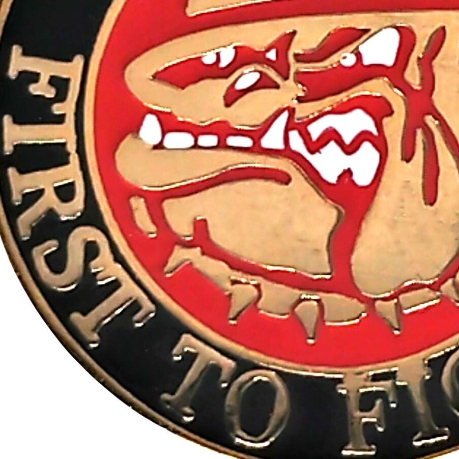 USMC Bulldog First to Fight Novelty Biker Jacket Hat Lapel Pin 1"