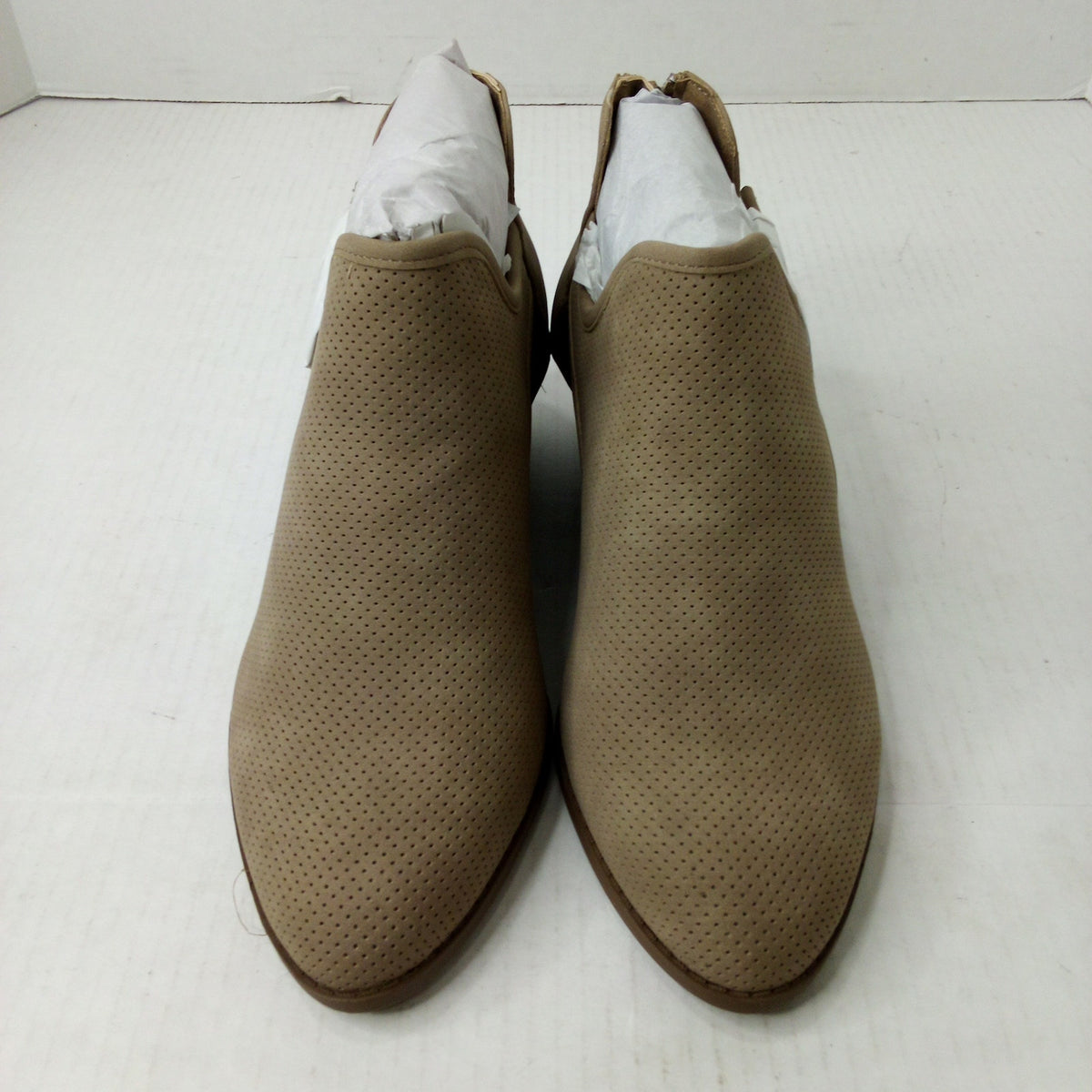 Lane Bryant Taupe Perforated Cutout Shootie Heels 12W Wide Block Heel Bootie