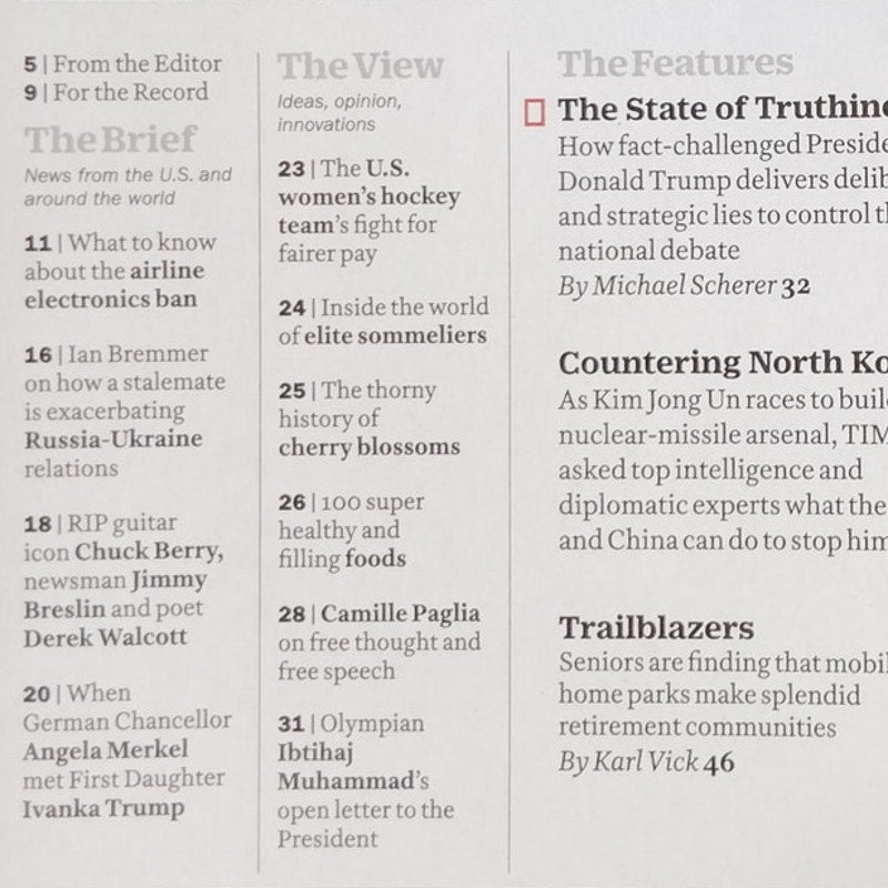 TIME Magazine April 3, 2017 Is Truth Dead? Trump Cover Collectible News
