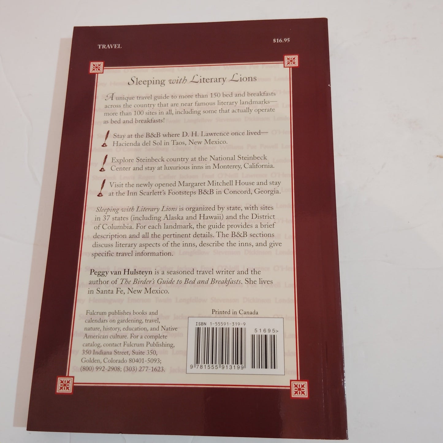 Sleeping With Literary Lions 1997 Paperback LN Booklover’s B&B Guide Travel Inns