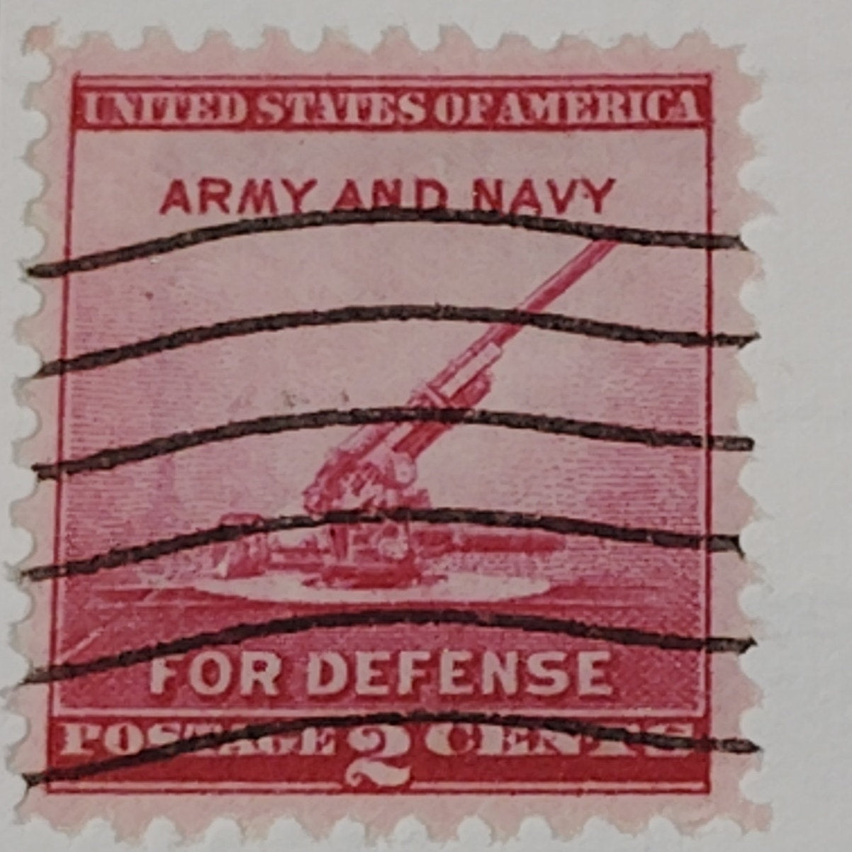 1940 2¢ Army & Navy Defense Stamp – Scott 900 – Anti-Aircraft Gun – Canceled