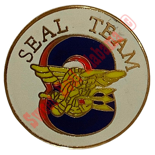 Vintage Navy Seals, Seal Team 8 (Eight) Hat, Lapel or Tie Pin, 7/8" Dia.
