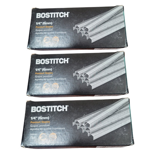 3 Boxes Bostitch Staples 1/4" Leg 5000/Box Standard Chisel Point Office Supply