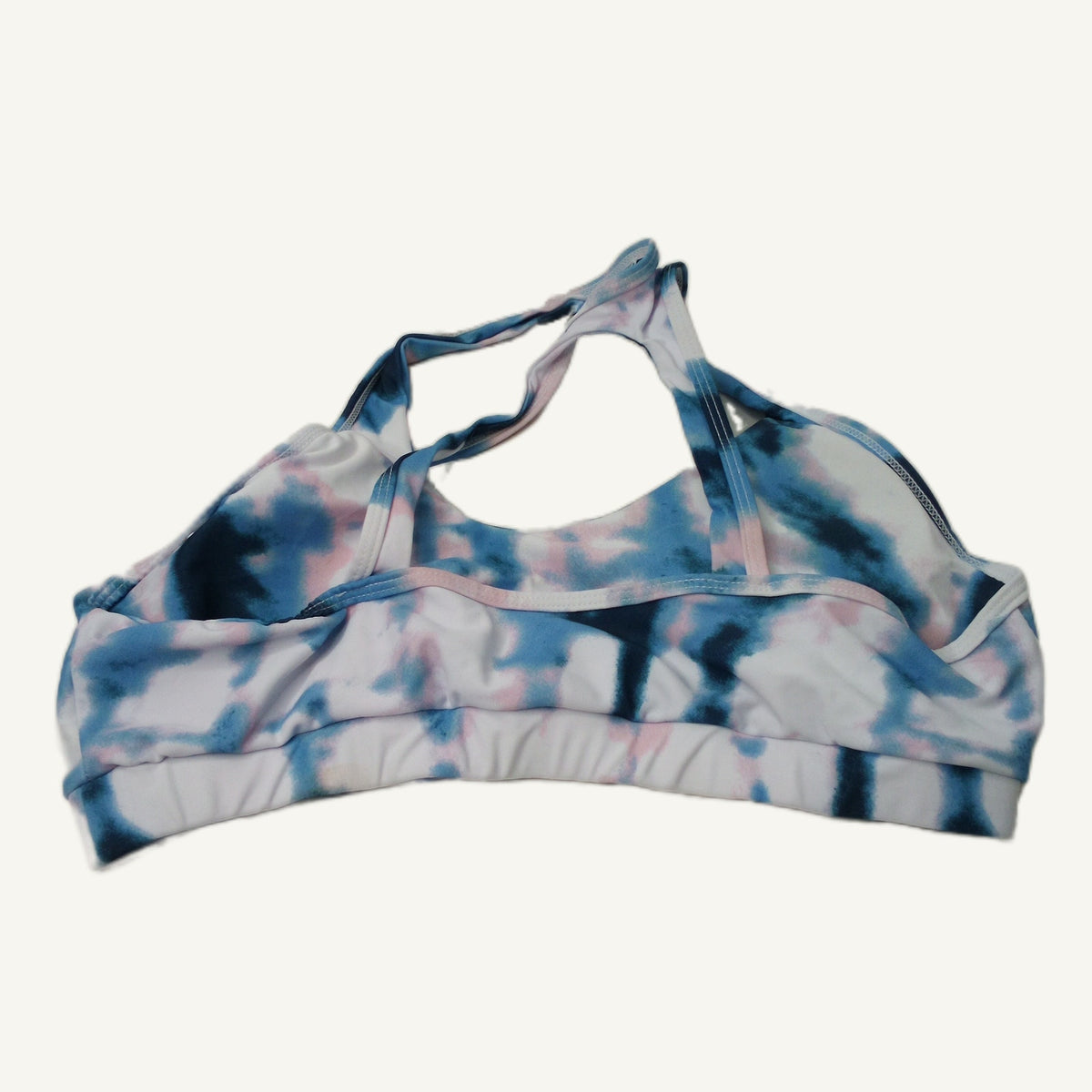 Women's Tie-Dye Halter Bikini Top XL Pink Blue White NWT Adjustable Straps