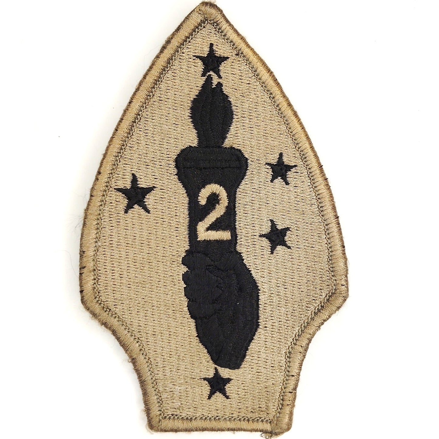 USMC 2nd Marine Division OCP Patch Hook Back Subdued Tan/Black 4" × 2‑1/2"