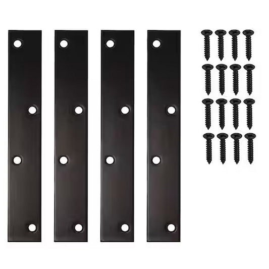 Everbilt 8 in. Black Mending Plate (4-Pack)