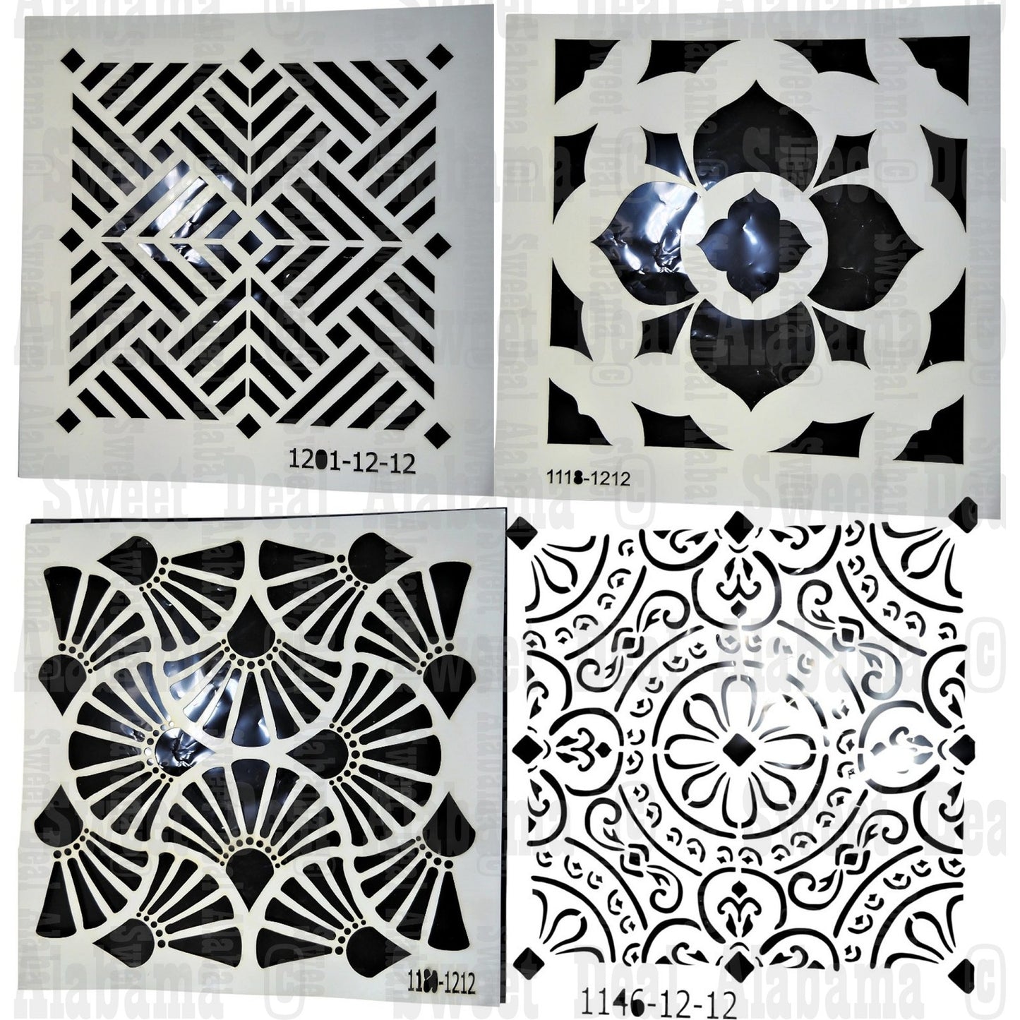 Kayra Decor Damask Wall Stencils 12x12 – 4 Designs (1180, 1196, 1118, 1201)