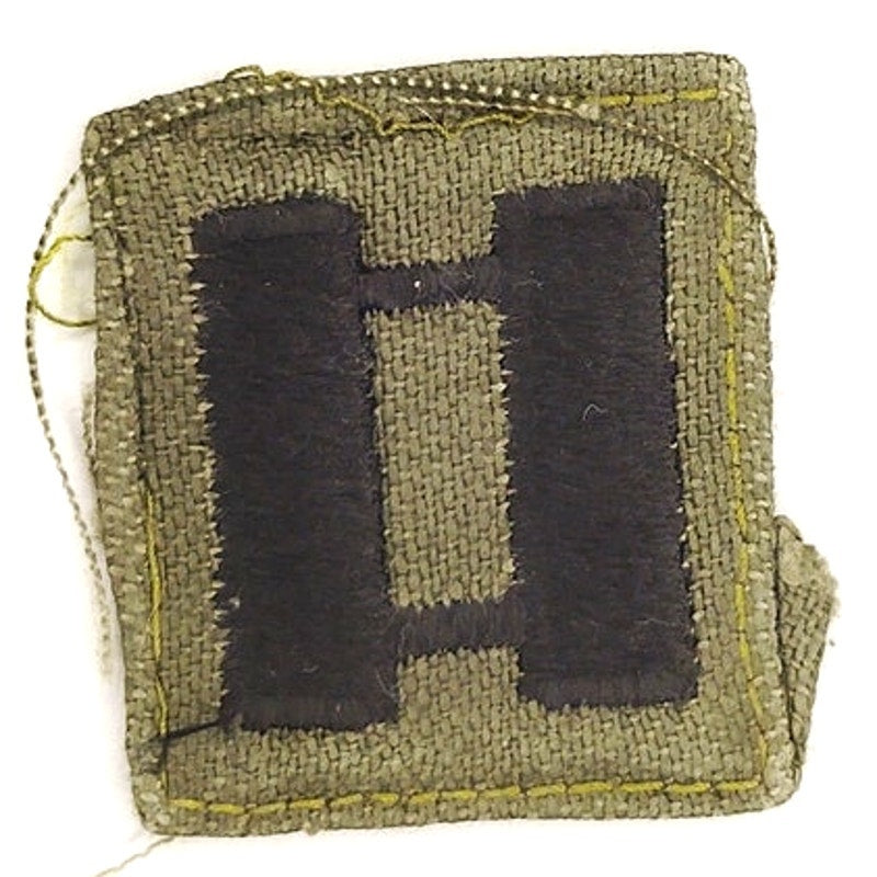 US Army Captain O‑3 Subdued Rank Patch Black on ODG Twill – Sew‑On 1‑3/8"