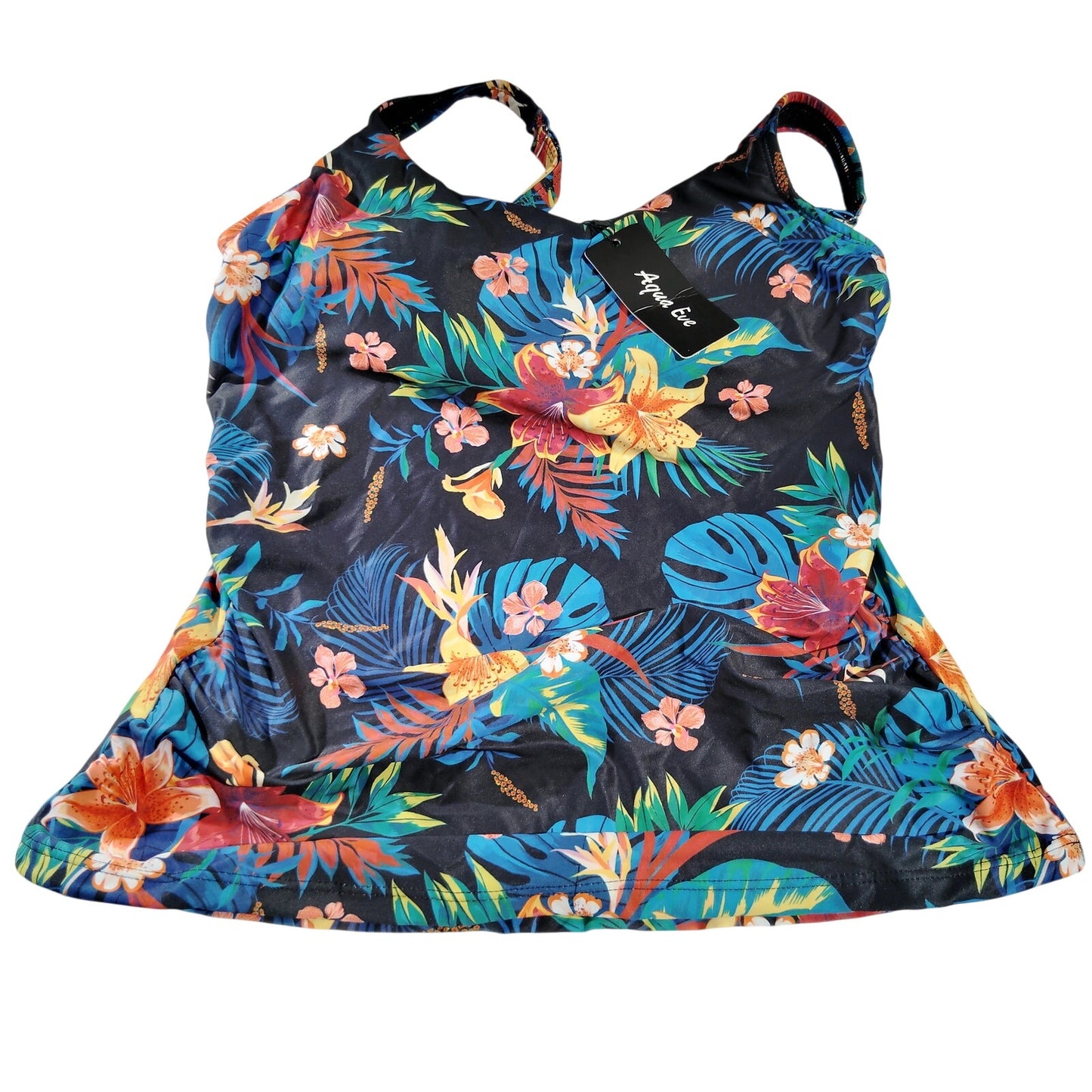Aqua Eve Women’s Tankini Top – Tropical Floral – Medium – NWT