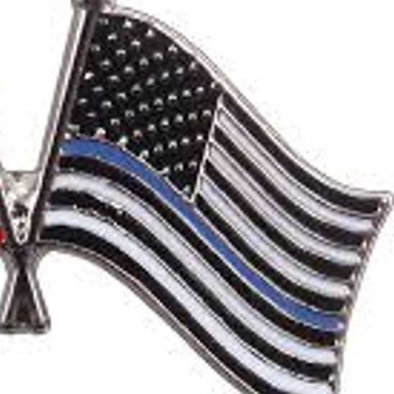 Rothco Thin Blue Line USA Crossed Flag Pin 1" × 5/8"