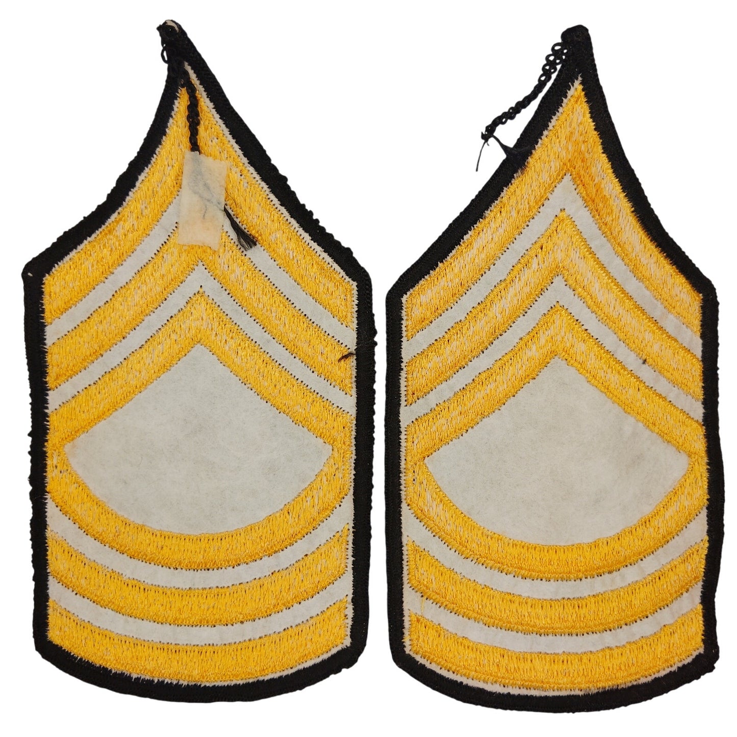 US Army Master Sergeant MSG E‑8 Gold on Black Rank Chevrons 3" × 5‑7/8" Pair