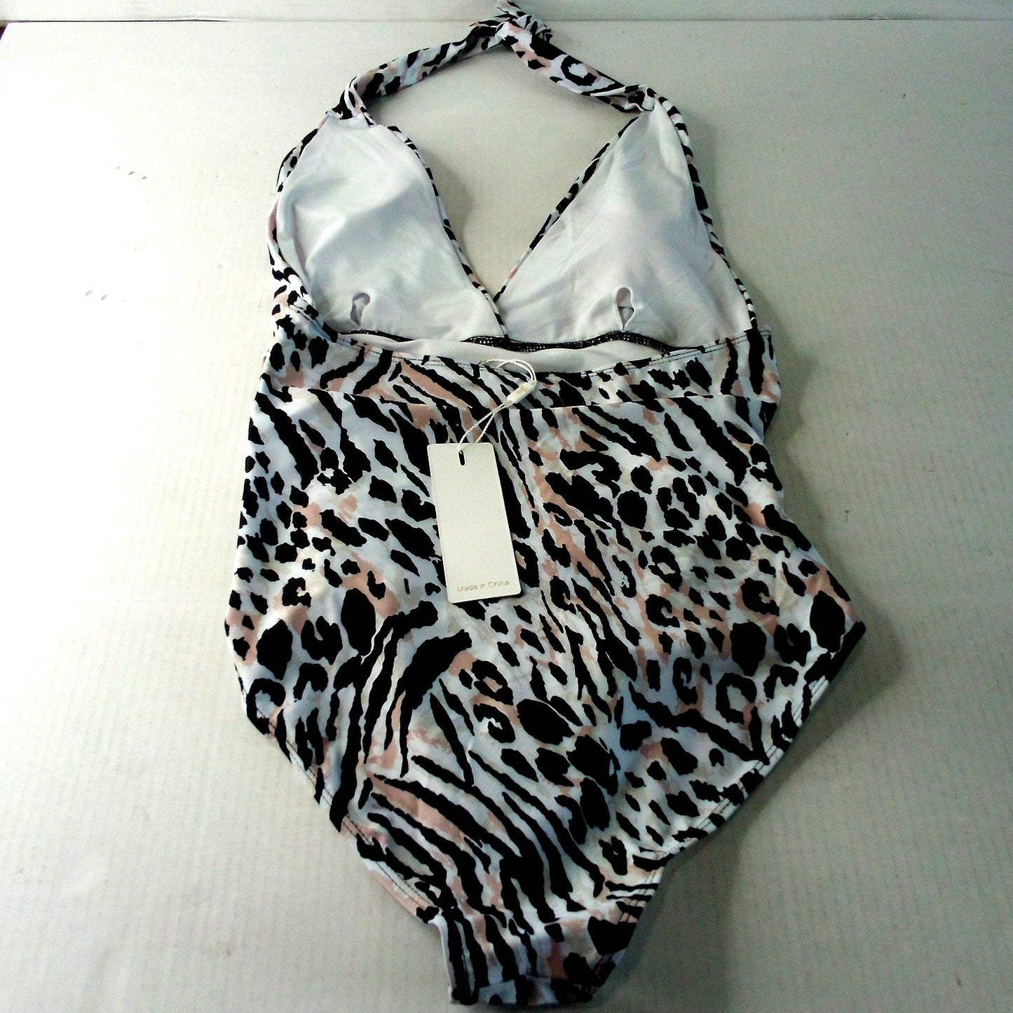 Zexxxy Tummy Control One‑Piece Swimsuit Leopard Zebra Print Halter M (8-10)
