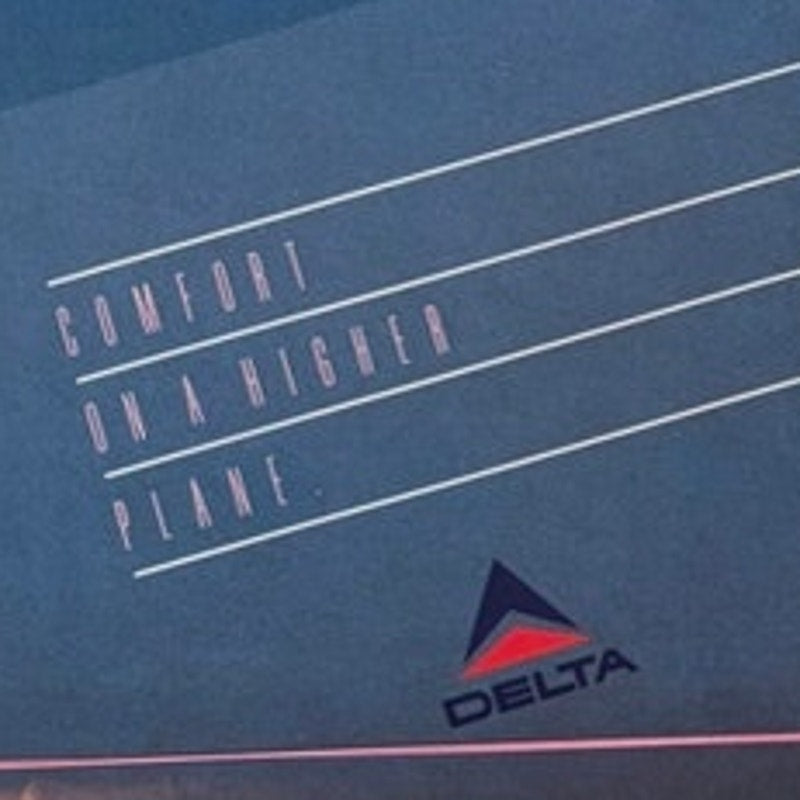 Vintage Delta L-1011 Plane Poster "Comfort on a Higher Plane" 1990s Blue 22x18"