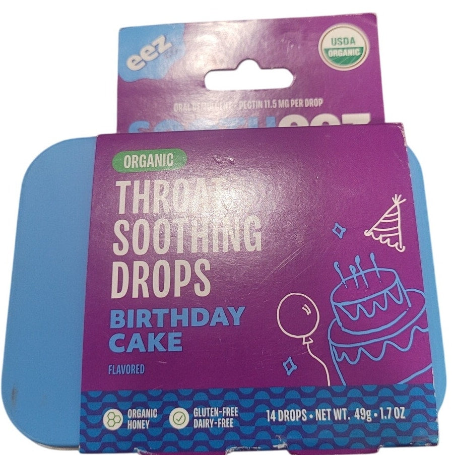 Eez Co. Sootheez Organic Throat Soothing Drops – Birthday Cake – 14ct