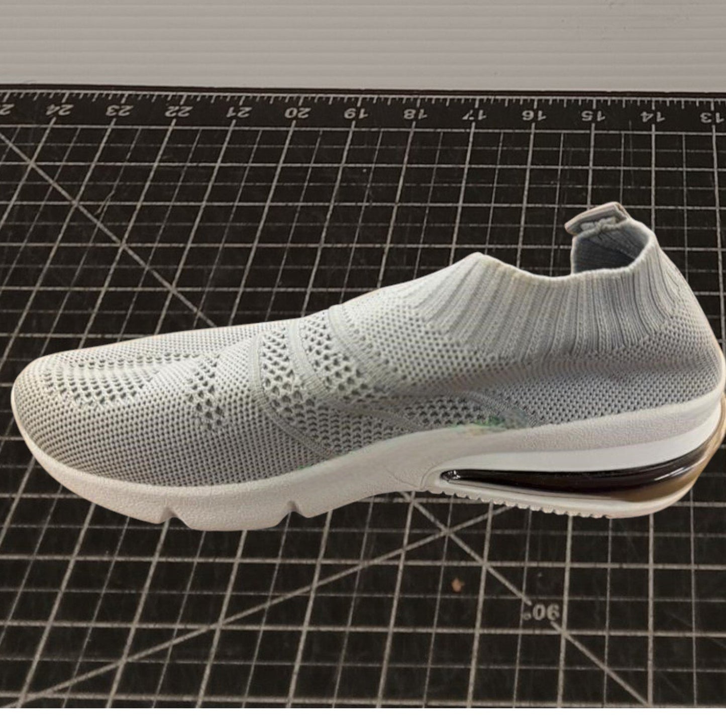 Slip-On Walking Shoe, Size 6 Gray Breathable Mesh, Air Cushion Heel, Lightweight