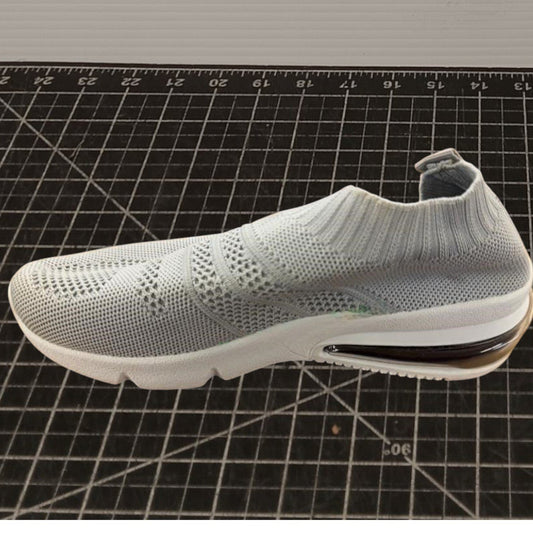 Slip-On Walking Shoe, Size 6 Gray Breathable Mesh, Air Cushion Heel, Lightweight