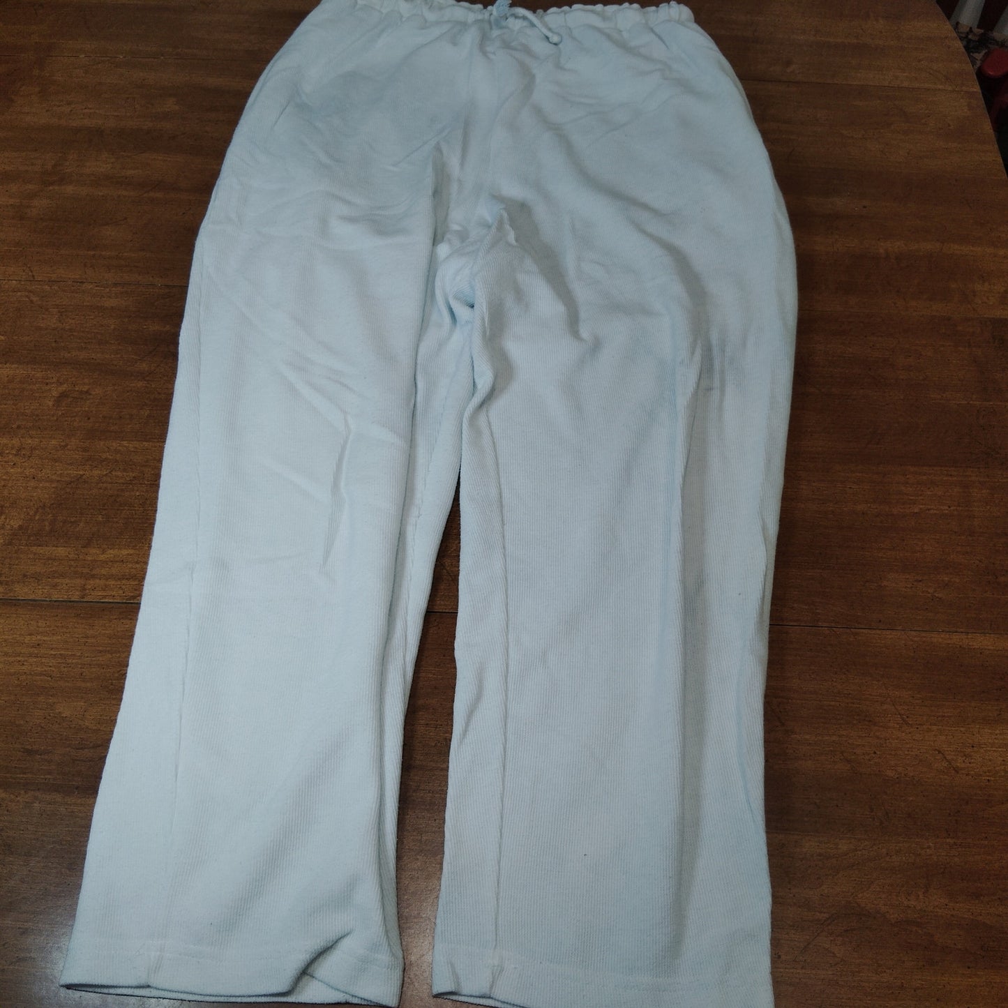 Bedford Fair Lifestyles Ribbed Pull-On Pants Light Blue Size L Wide Leg