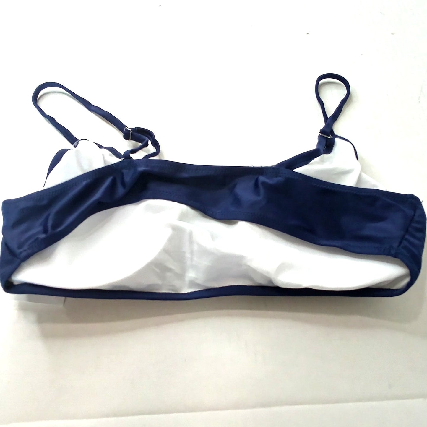 Realeaf Navy Blue Bikini Top Scoop Neck Adjustable Spaghetti Strap Women’s Large