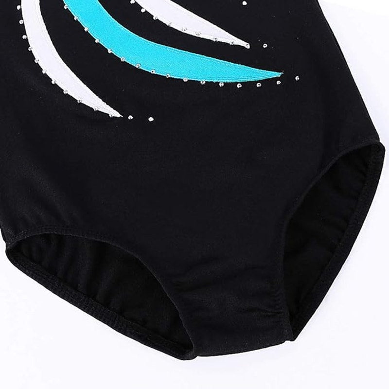 BAOHULU Leotards Girls Gymnastic Embroidery Shiny Aqua Rose Diamond Dance 15-16Y