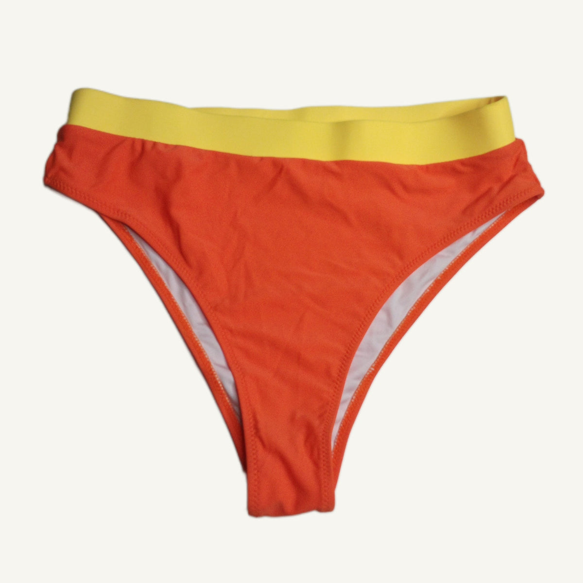 Orange & Yellow High Cut Bikini Bottoms - Women's Size Large Swimwear