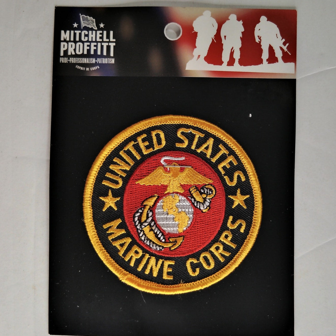 USMC Eagle Globe Anchor Patch Embroidered Red Gold 3" Round