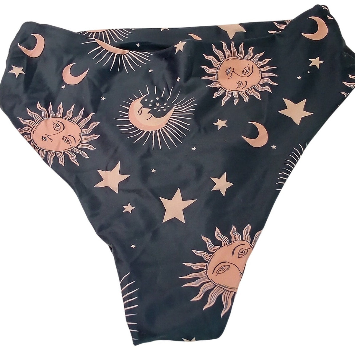 Zaful Celestial Sun Moon High Waist Bikini Bottoms Women’s Small (US 4) Retro
