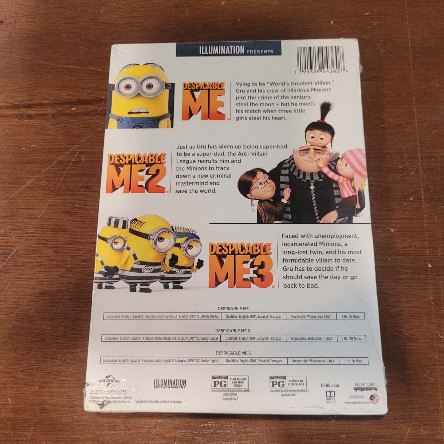 Despicable Me 1–3 (DVD, 3-Movie Set) Animated Comedy Featuring Gru & Minions