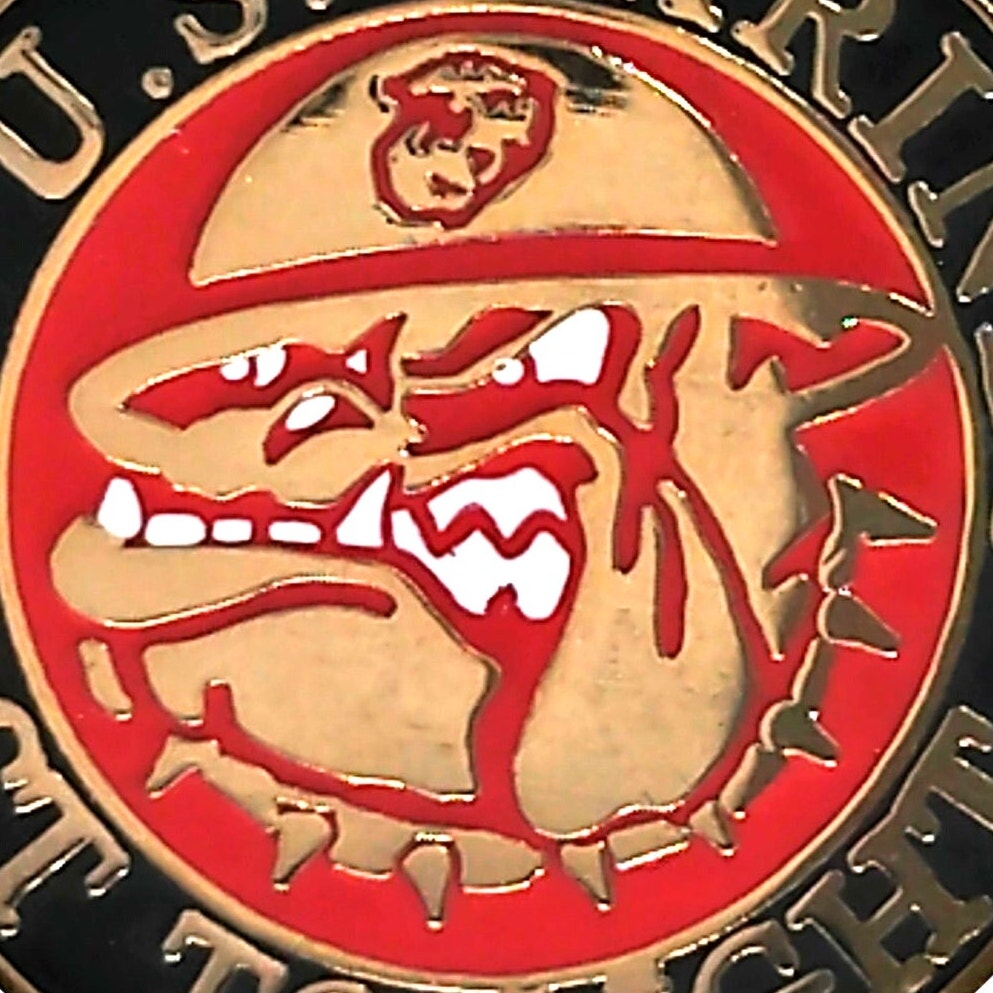 USMC Bulldog First to Fight Novelty Biker Jacket Hat Lapel Pin 1"