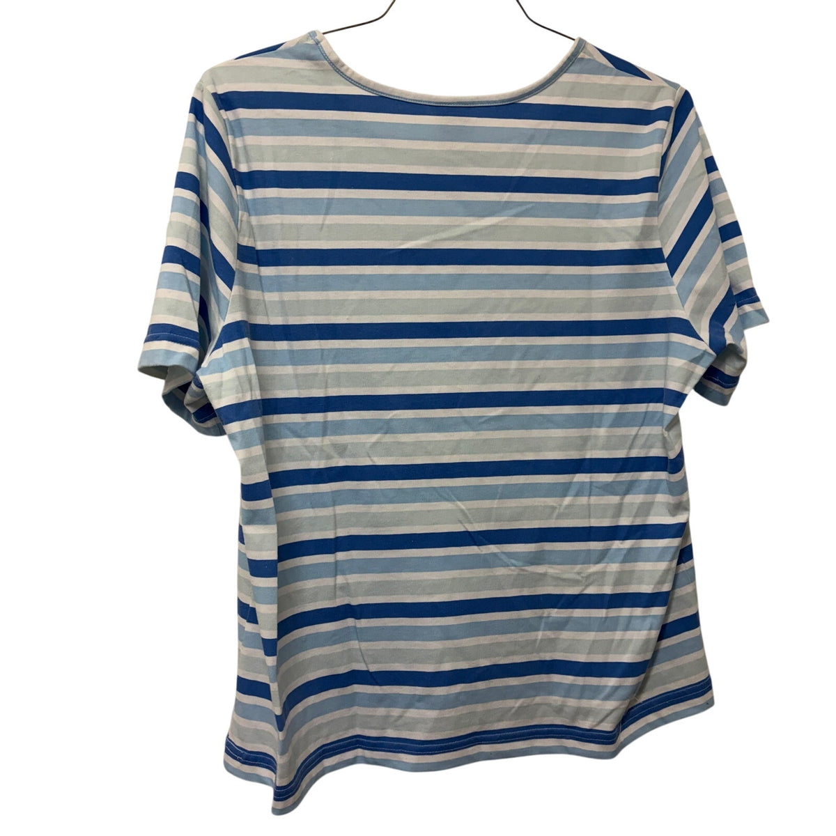 Blair Vintage Women's Blue & White Striped Short Sleeve T-Shirt Top Large