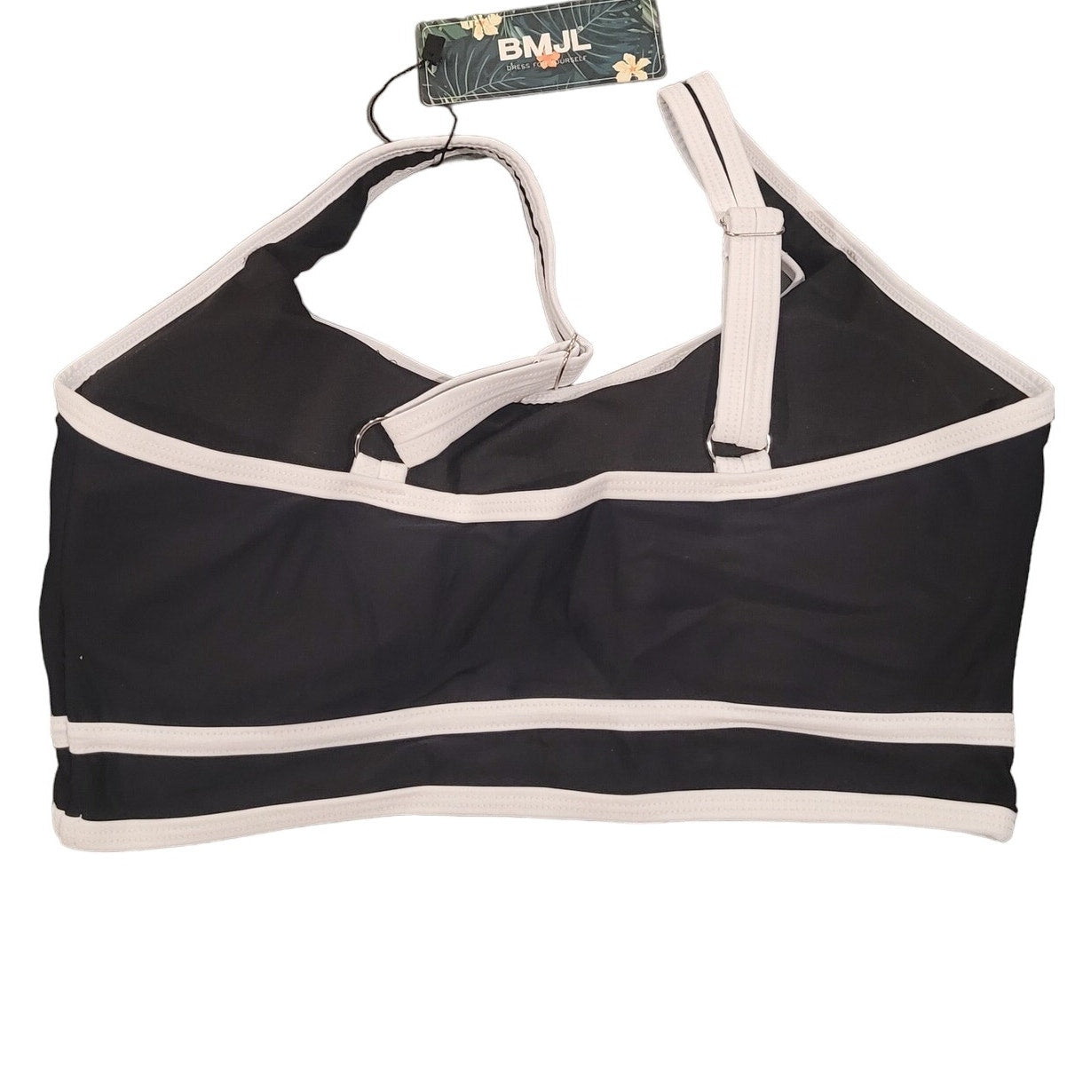 BMJL High Waisted V Neck 2-Piece Color Block Cheeky Bathing Suit, M, Black