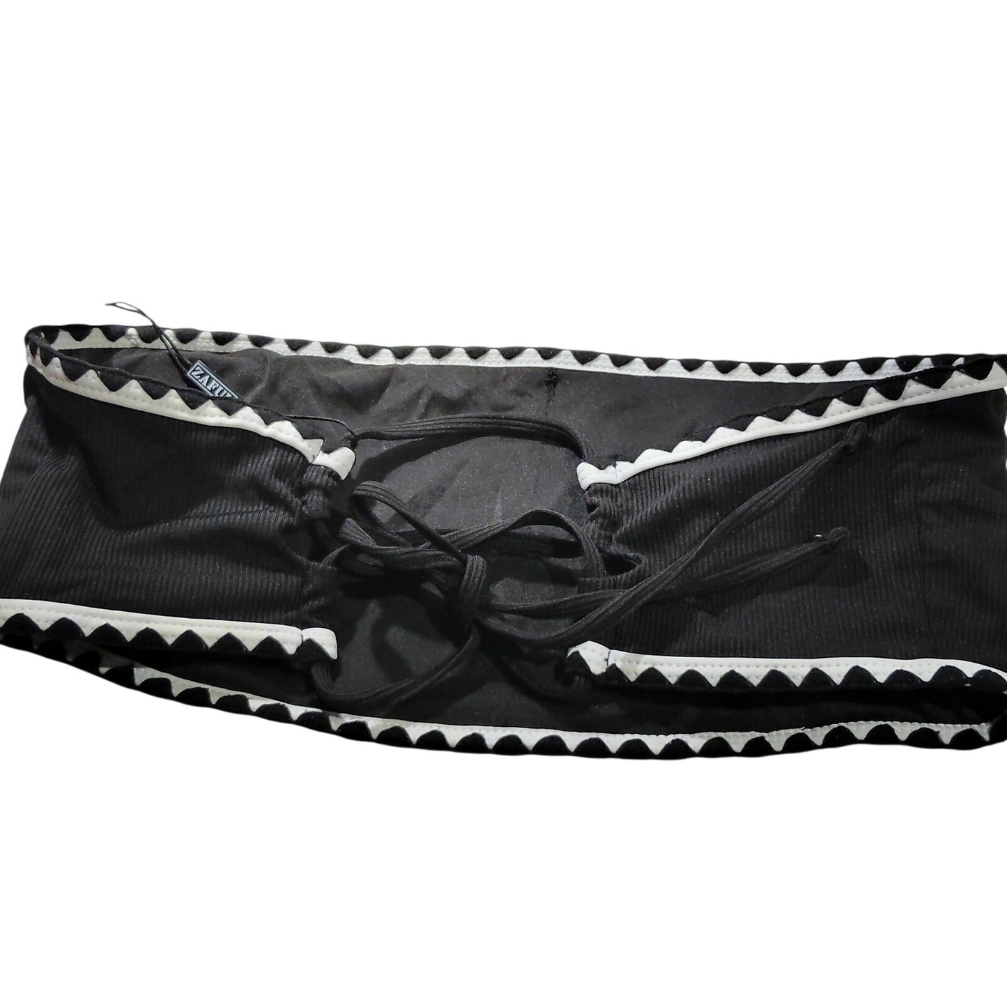 ZAFUL Women’s Scalloped Bandeau Bikini Top – Black/White – 6 (M) – NWT