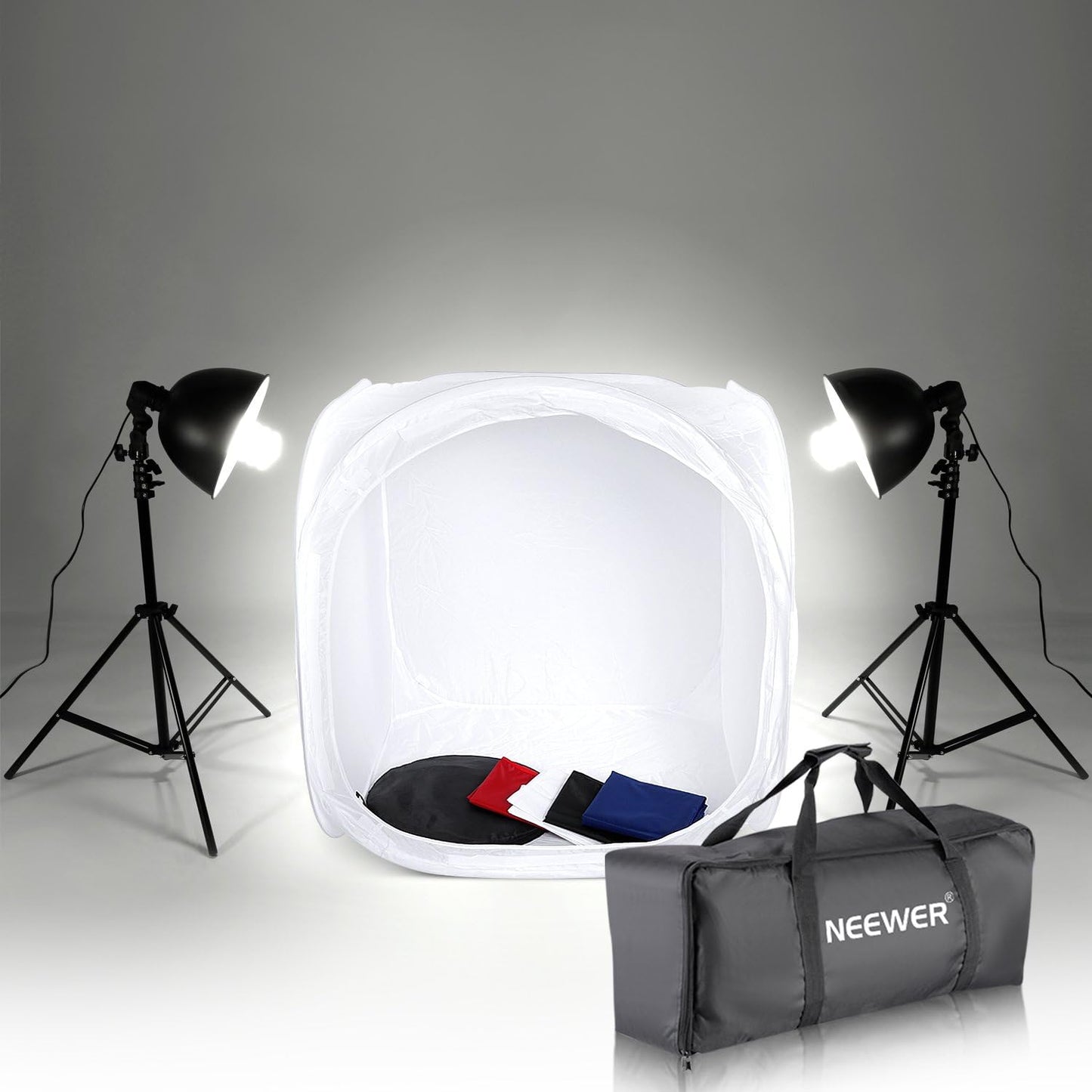 32x32" Photography Shooting Tent Kit, 400W 5500K Lights 4 Backgrounds, Carry Bag
