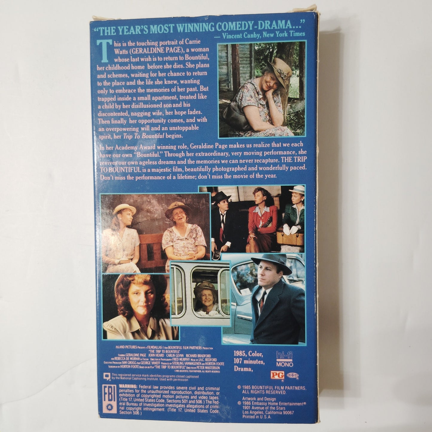 The Trip to Bountiful VHS 1985 Geraldine Page Drama Classic CBS/Fox