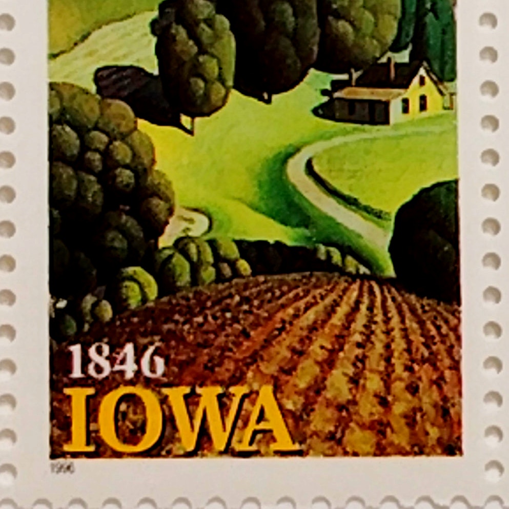 1996 USA 32¢ Iowa Statehood Sesq. – Grant Wood Young Corn – Strip of 5 MNH