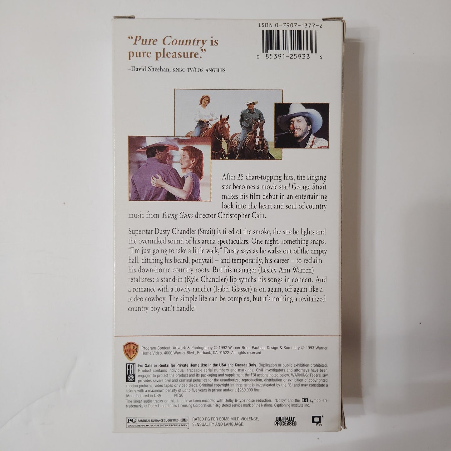 Pure Country VHS 1993 George Strait Christopher Cain Country Drama Warner Video
