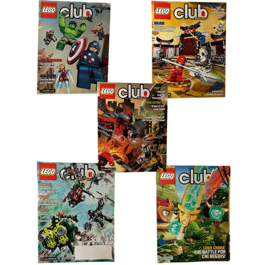 5 x Back Issues Lego Club Magazines, 5  issues from 2008-2013 Pictured