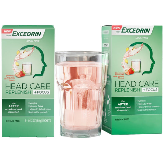 2 x Head Care Replenish +Focus from Excedrin Drink Mix for Head Health- 6 PKs