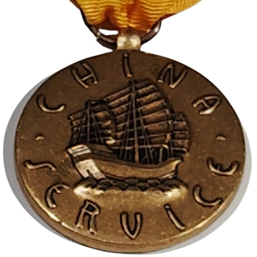 U.S. Navy China Service Medal w/ Pinback, 1-1/4"D Medal x 2-7/8"H Overall